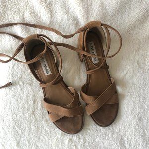 SOLD ~ Lace-Up Suede Block Heel Sandals (7.5)